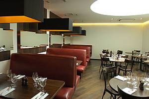 Booths versus tables; the scene in the dining room at Hereford Road