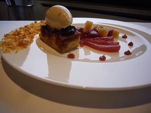 Pretty dessert plate at la Pont de la Tour