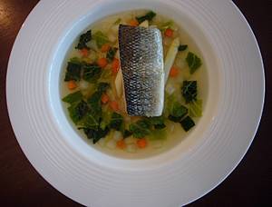 Wild Sea Bass in a Lemongrass Nage at Gordon Ramsay's Plane Food