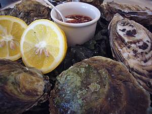 An oyster selection at Hix Oyster & Chop House