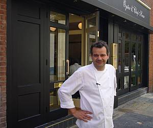 Mark Hix outside his new Oyster & Chop House in Smithfield, London