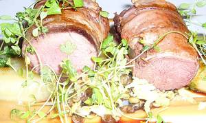 A main course of steamed and roasted hare at L'Autre Pied
