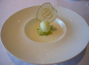 Vanilla pannacotta with apple salad & apple sorbet