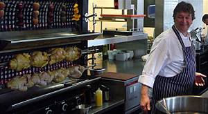 Rowley Leigh by the rotisserie at Cafe Anglais